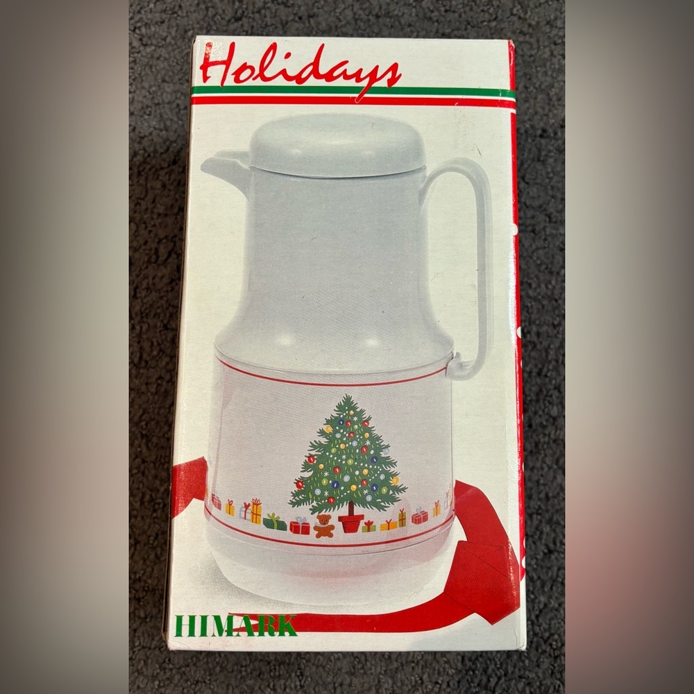 Vintage 1986 Himark Holidays Classic Carafe Christmas Tree Coffee Server New